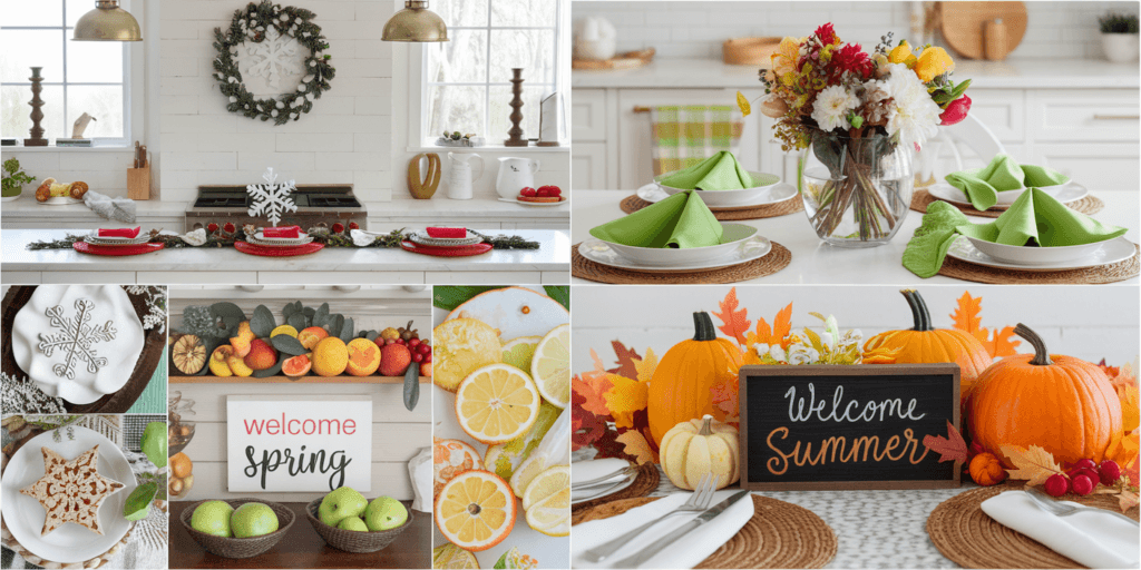 4 views of Seasonal Kitchen Decor Ideas for Every Time of Year
